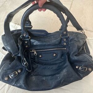 Balenciaga motorcycle bag, blue, medium size